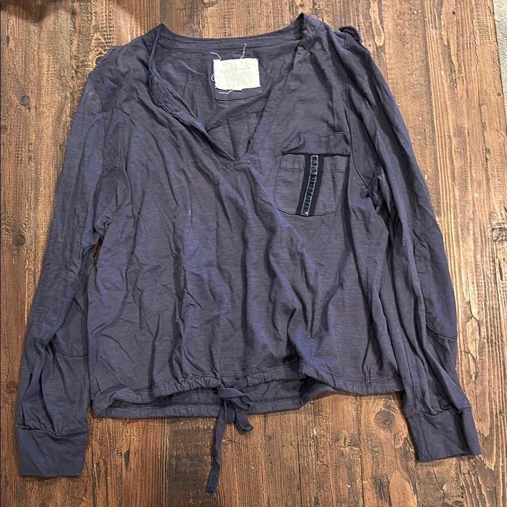 Grey State Blue Sailor Collar Blouse with Cuffed Sleeves